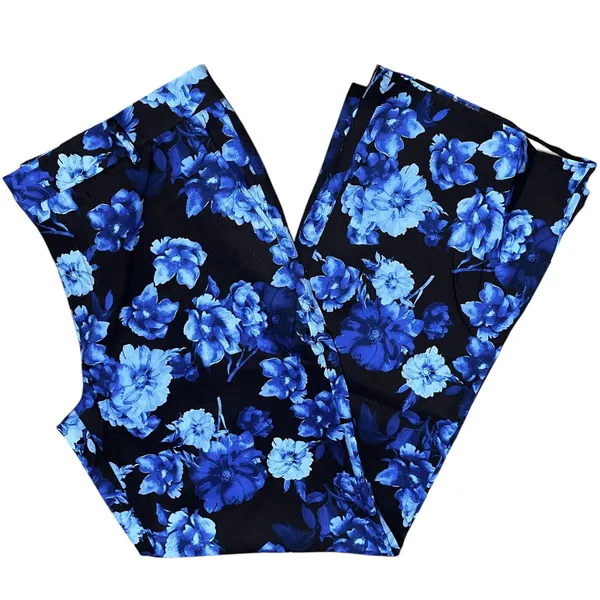 Area stars New Floral Print Work Pants Trousers Hannah Black Blue Size XL - Image 11