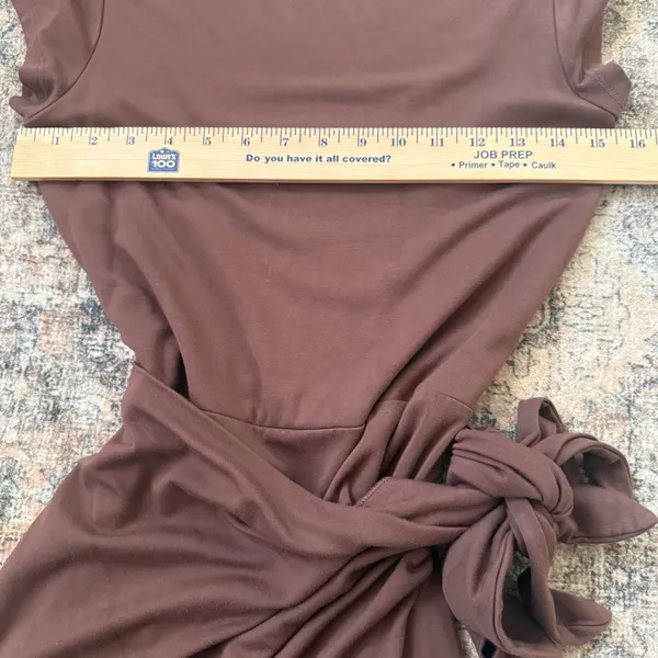 Wilfred Aritzia Lune Mini Dress Brown Short Sleeve Tie Wrap Women's M - Image 6