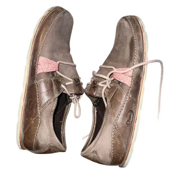 Chaco Brown and Pink Leather Casual Shoes Size 9.5 - Image 4