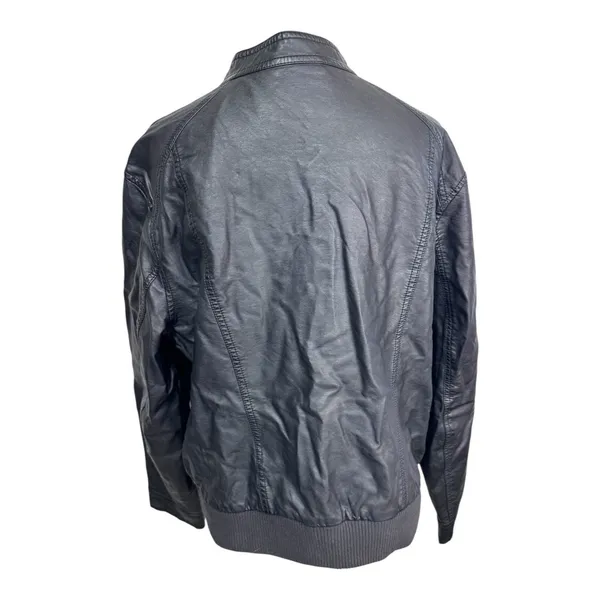 Old Navy Women's‎ XL Black Faux Leather Moto Bomber Jacket Zip Front - Image 4