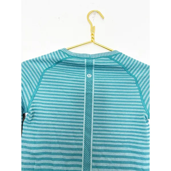 Lululemon Swiftly Tech Long Sleeve Crew Teal Blue Green Striped Running Top 4 - Image 11