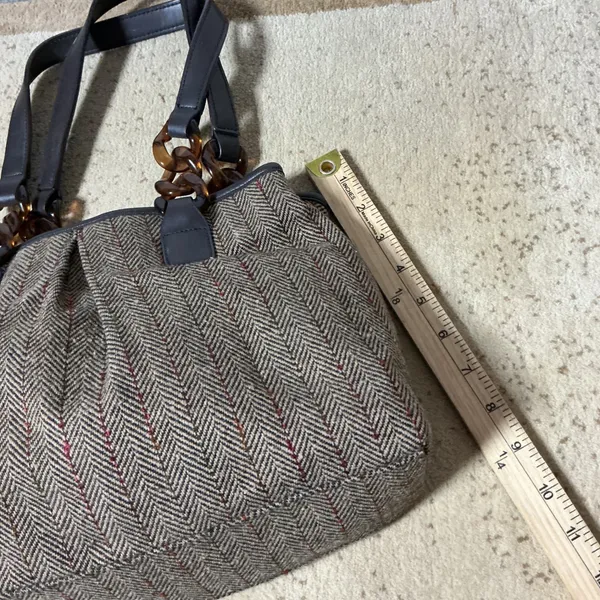 Old Navy Herringbone Bag Dark Academia Tortoise Chain‎ Link Shoulder Bag - Image 2