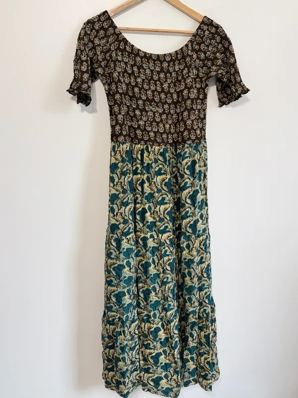 Natural Life Boho Floral Maxi Dress Size Large XL Brown Blue Fall Western - Image 6