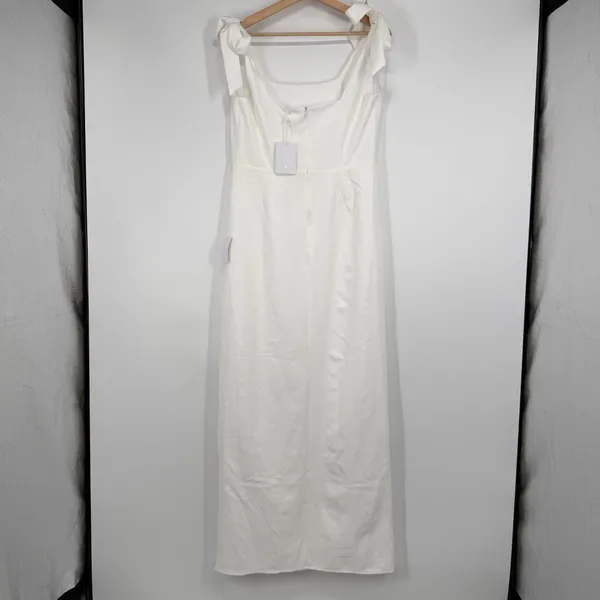 Lulus White Tie-Strap Column Maxi Dress Size L Your Sweetie Bridal Wedding - Image 9