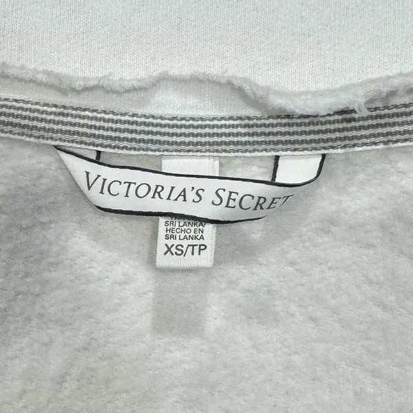 Victoria’s Secret White Blue Wide Neck Oversized Sweatshirt Women’s XS - Image 2