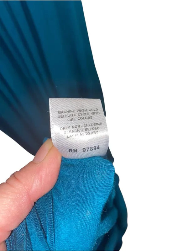 Vintage Y2K TART Teal V-Neck Pleated Maxi Dress Boho Fall wedding Guest - Image 7