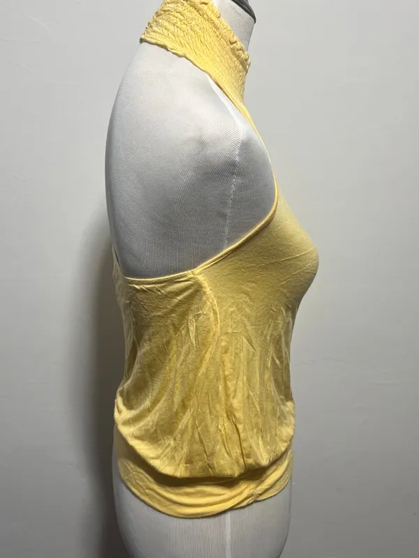 Y2K mock neck halter yellow top Size XS - Image 6