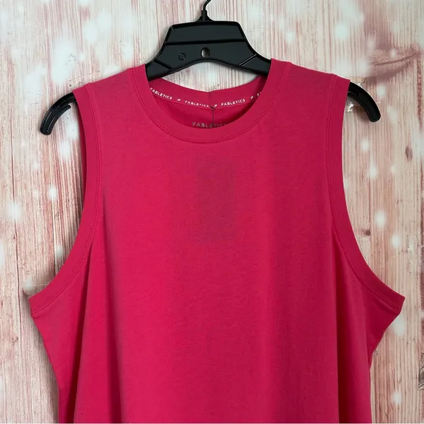 Fabletics Raspberry Fizz Pink 100% Cotton Athletic Tank Top Size XL - Image 4