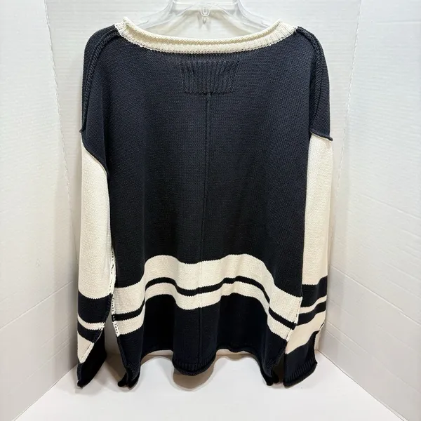We The Free Ella Colorblock Roll Neck Knit Sweater Black & Cream M NWT - Image 4