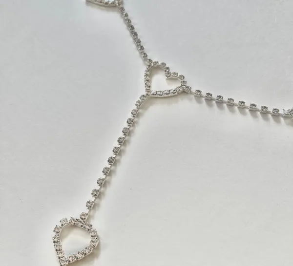 Rhinestones Heart Waist Chain Silver - Image 6
