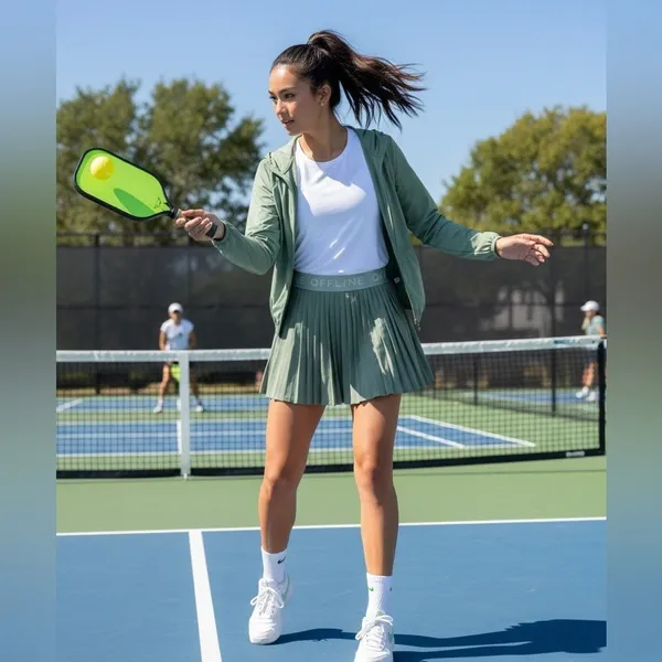 OFFLINE by Aerie Sage Green Pleated Tennis Skirt Logo Goals Skort Large NWT‎ - Image 3