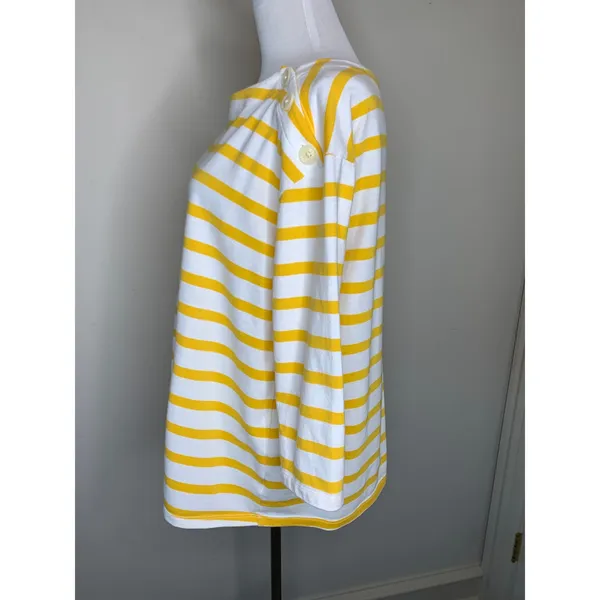 Nines by Hatch Yellow Boat Neck Stripe Top Sz Small - Image 3