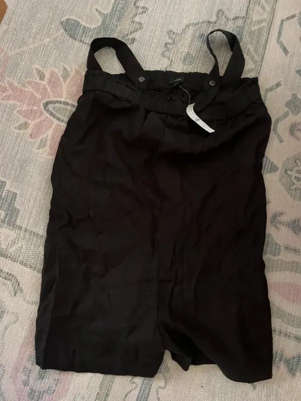 NWT J. Crew Size Medium Black Relaxed 100% Linen Sleeveless Stretch Romper NEW - Image 5