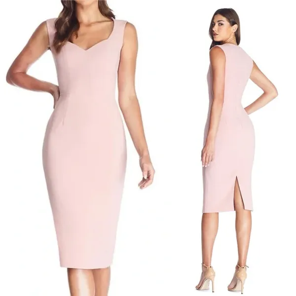 Dress The Population Elle Sheath‎ Dress Sweatheart Neckline Pink NEW Size XL - Image 2