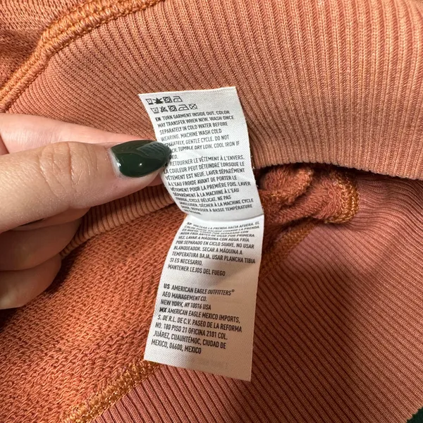 American Eagle Rust Henley Sweatshirt M Boxy Cozy Fall Casual - Image 10