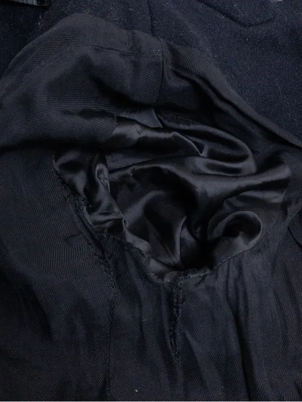 AllSaints Lorie Wool Long Coat 2 Ink Black Slim Fit Single Breasted Leather - Image 12
