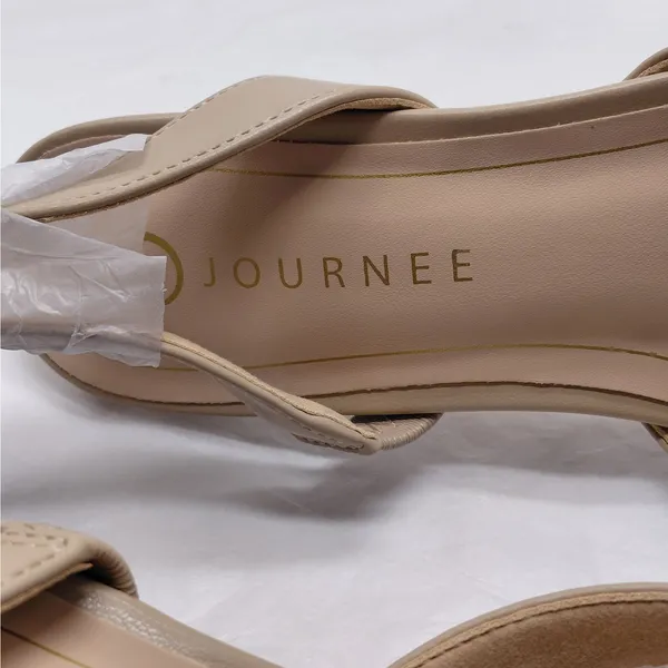 Journee Womens Heels 9.5 Taupe Slingback Kitten Heel Wedding Guest Party Pumps - Image 5