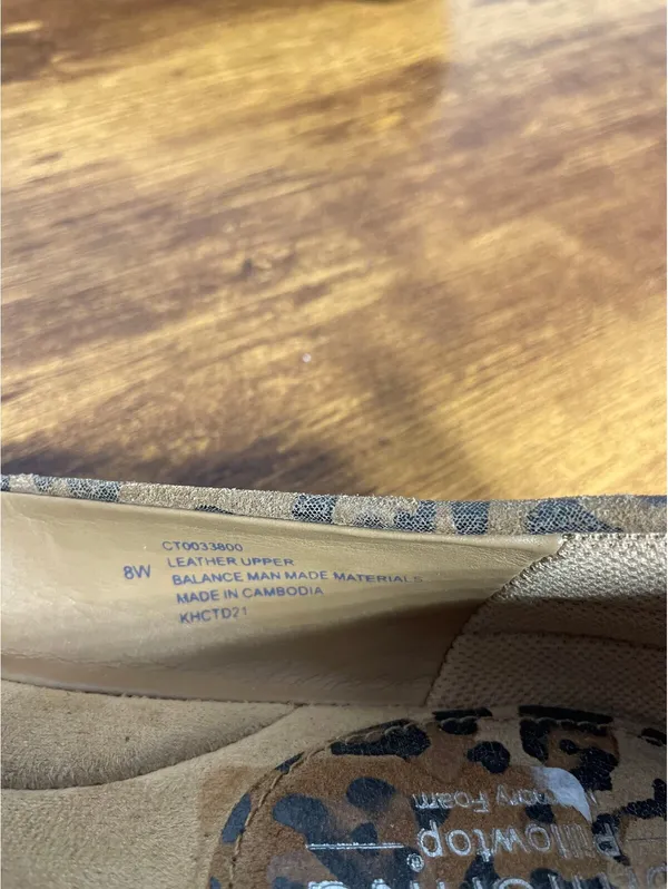 Comfortiva Leopard Leather Suede Ballet Flat Pillowtop Y2K Brown Size 8 - Image 2