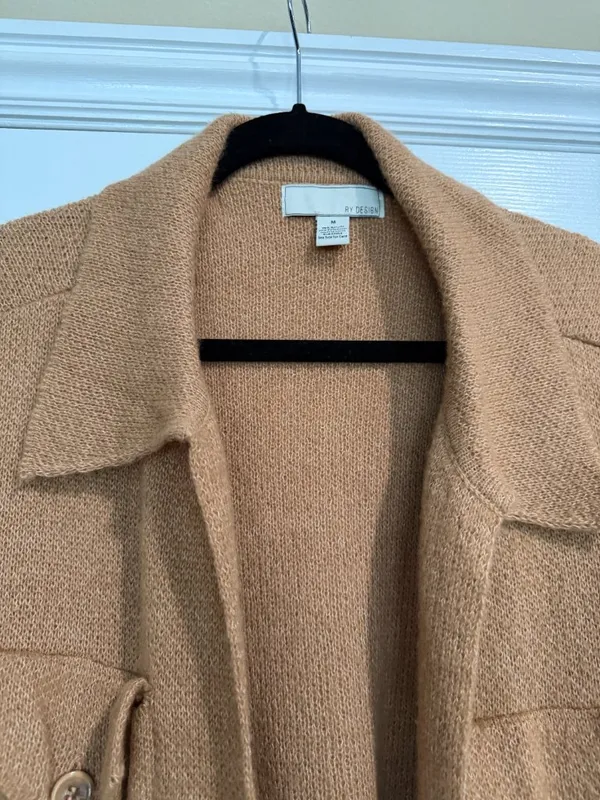 By Design Longline Open Cardigan Sweater Coat Camel Brown Size Medium - Image 3