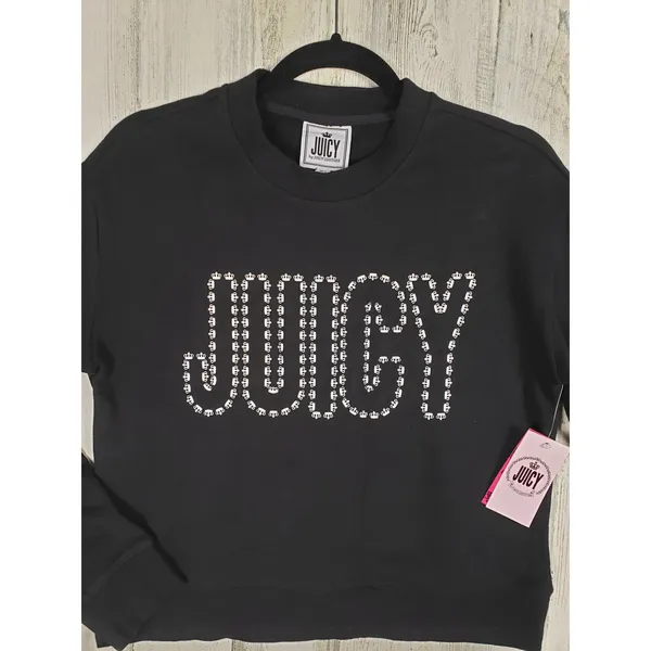 NWT Juicy by Juicy Couture Black Silver Graphic Sweatshirt Women's Size XS - Image 2