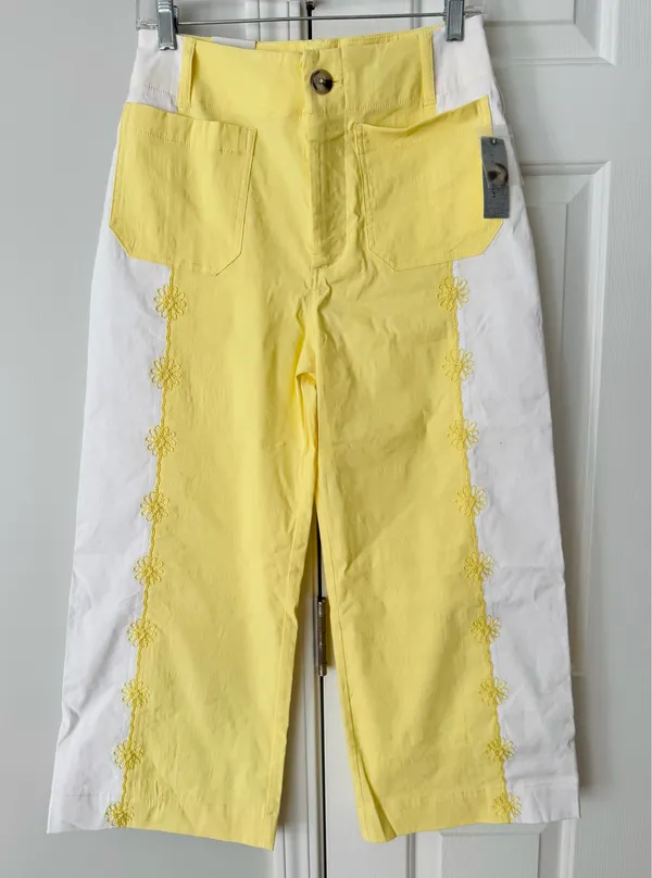 Anthropologie Maeve The Colette Embroidered Crop Wide-Leg Pants, Size 28P - Image 7
