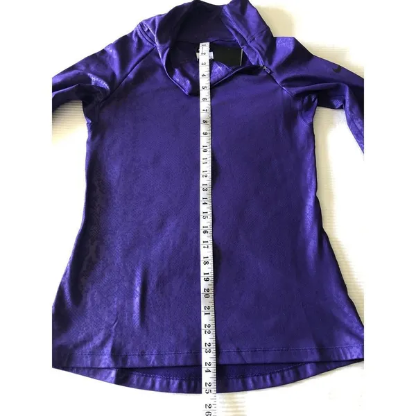 Nike Pro Dri-Fit Long Sleeve Embossed Mock‎ Neck Pullover Purple Women’s Medium - Image 10