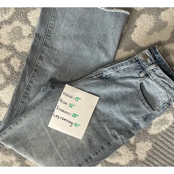 Princess Polly Wide Leg Light Wash High‎ Rise Baggy Loose Jeans Sz 4 Raw Hem - Image 5