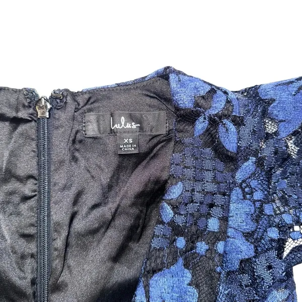 Lulu's Molinetto Black and Blue Floral Lace Tiered Sleeveless Maxi Dress XS - Image 5