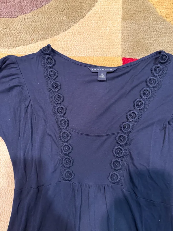 Banana Republic Navy Blue Y2K Style Vintage Babydoll Top 100% Modal Size Medium - Image 2