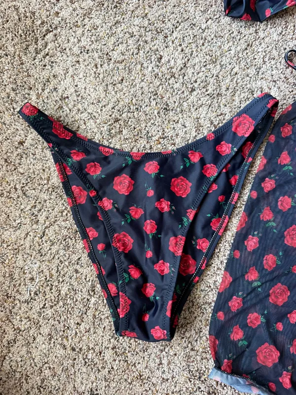 Rose bikini set with skirt Blue Size M - Image 2