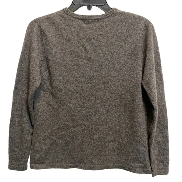 100% Cashmere Croft and Barrow‎ Women's Long Sleeve V-neck Sweater Pullover Gray - Image 3