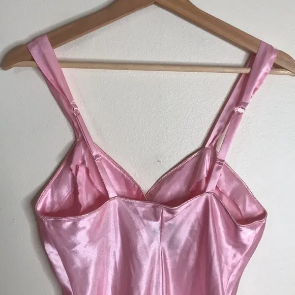vtg Cacique 90s ladies pink button up‎ nightie babydoll romper size small sexy - Image 9