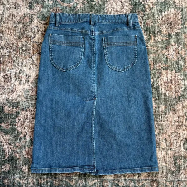 Vintage Gap Jeans Denim Midi Skirt Size 6 Y2K Mom Utility Fall Boho Revival Chic - Image 2