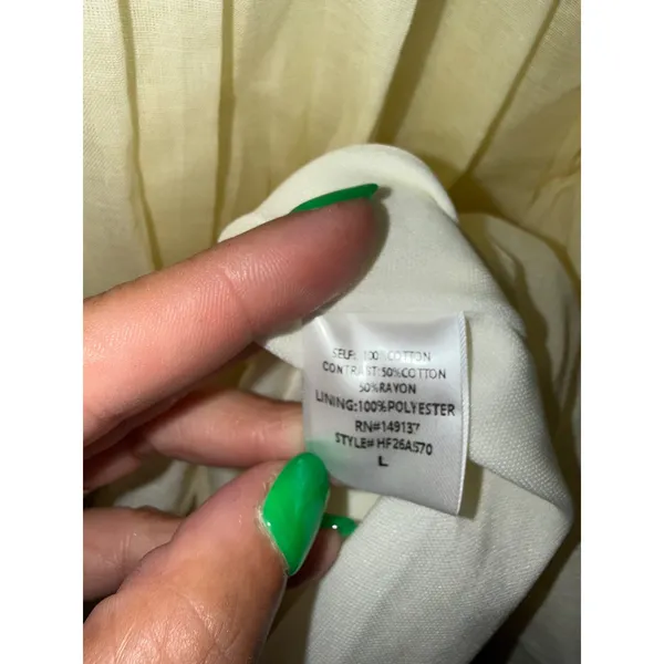 Hyfve Cream Strapless Paneled Maxi Dress Smocked Back Raw Hem L Prairie Farmcore - Image 3