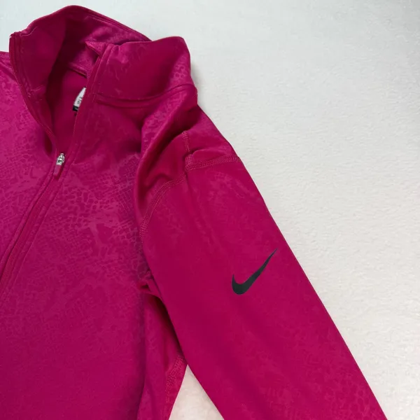 Nike Pro Dri-FIT Womens Pink Print Half Zip Pullover Top Medium Workout Athletic - Image 3