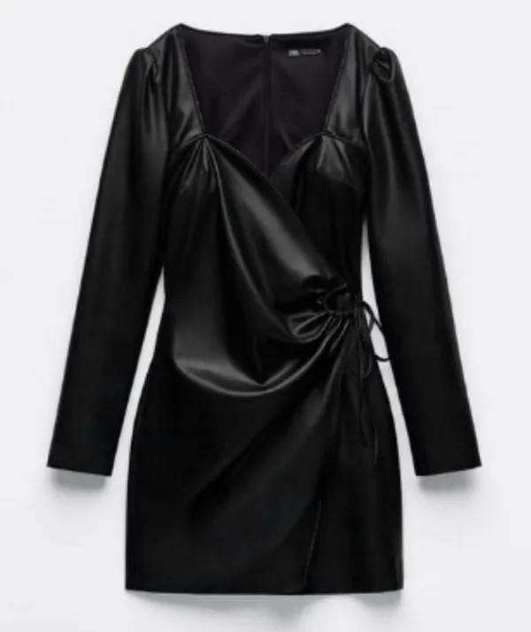 ZARA Faux Leather Wrap Dress - Image 6