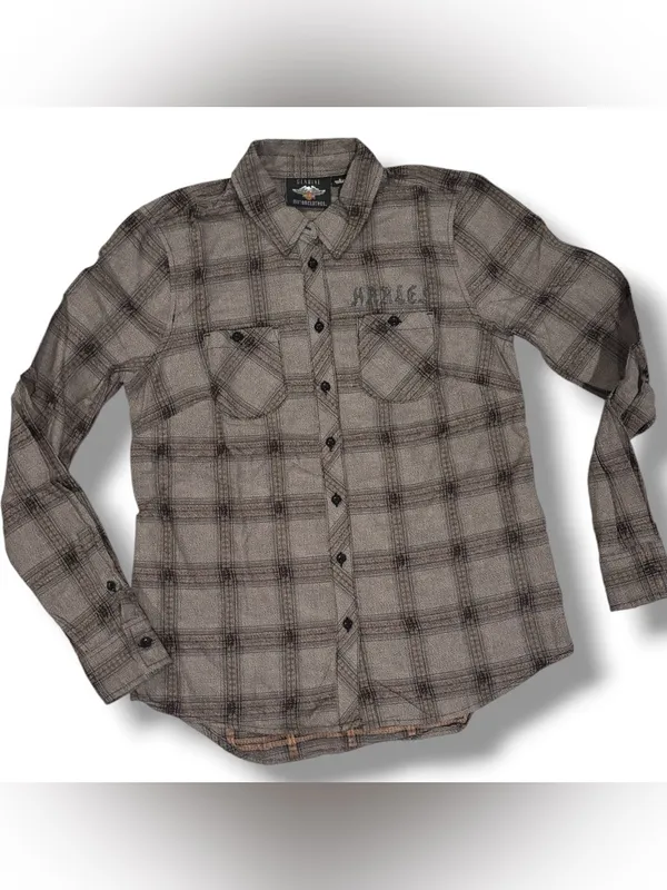 Harley Davidson Genuine Motorclothes Plaid Graphic Button Up Shirt Small - Image 7