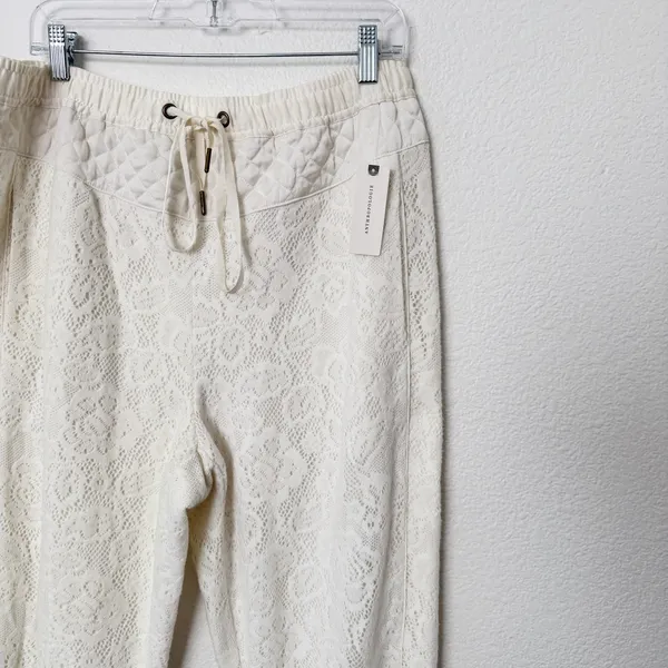 [Anthropologie] Saturday Sunday Cream Quilted Lace Jogger Pants NWT Sz Medium M - Image 7