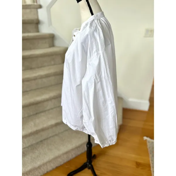 Free People Oversize White Peasant Blouse Long Blouson Sleeves - Image 3