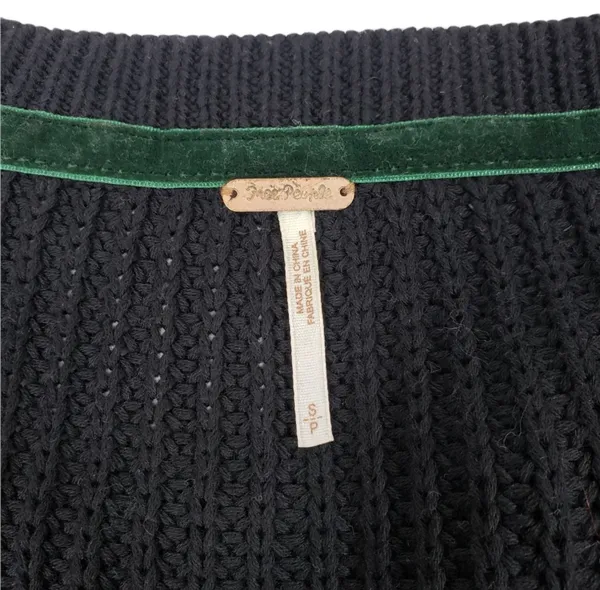 Free People Damsel Knit Black Sweater Top Bell Sleeve V-neck Size S - Image 10