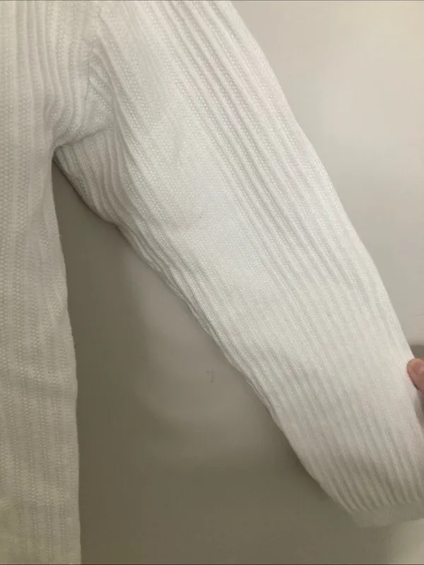 Talbots Cream Ribbed V-Neck Button Front Cardigan M - Image 6