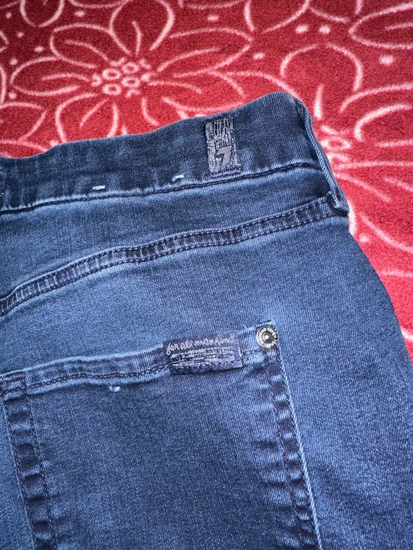 7 For All Mankind Regular Straight Denim Jeans Dark Wash 5-Pocket - Image 4