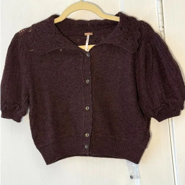 Free People Edie 100% Cashmere Cardigan Size S NWOT Fudge Brown - Image 5