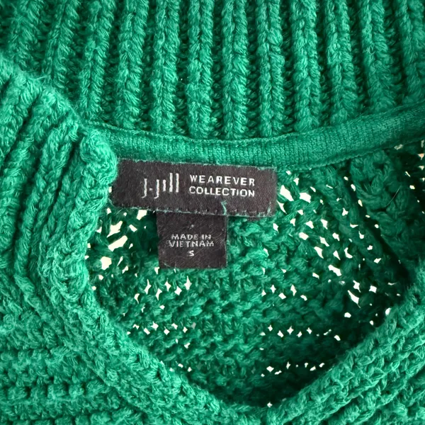 J. Jill Soft Seamed V-Neck Sweater Green Small - Image 3