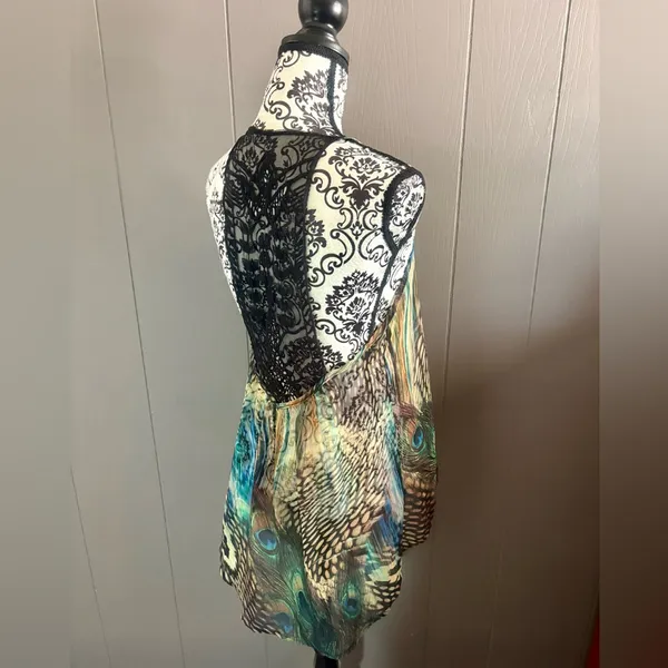 LILY WHITE Y2K Peacock Feathers Print Camisole Top - Image 3