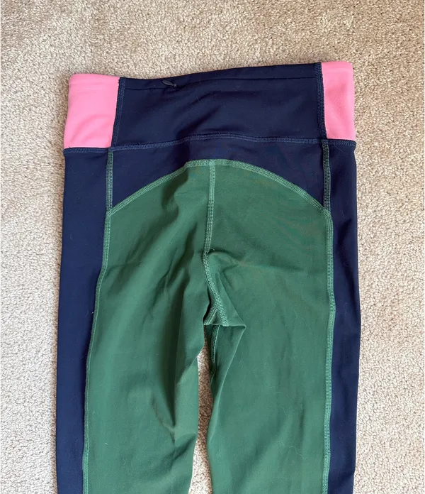 Boden Jessica Active Dark Green Color Block High Waist Leggings. Size 6 - Image 8