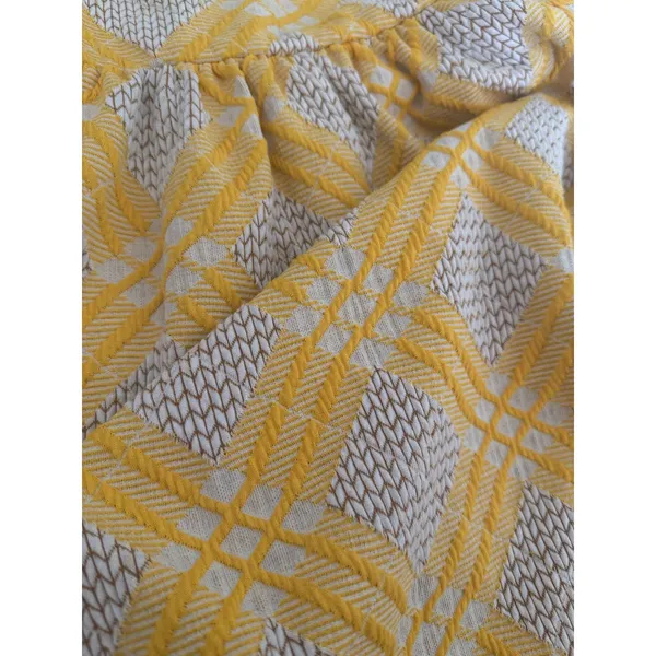 dRA Los Angeles Yellow White Chevron Lattice Midi Dress Pockets Womens M‎ - Image 6