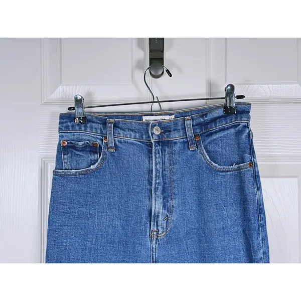 Abercrombie & Fitch 90s Slim Straight Ultra High Rise Jeans Size 27 Tall Blue - Image 5
