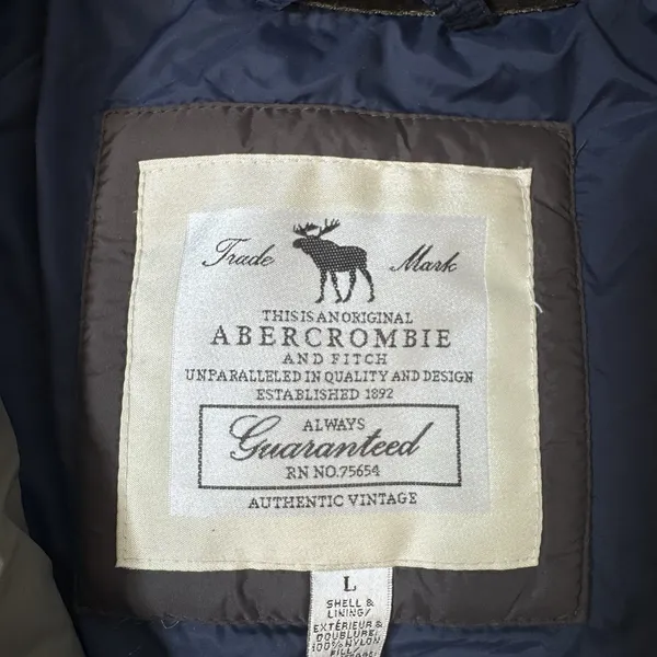 Vintage Y2K Abercrombie & Fitch Down Quilted Puffer Jacket Size L Green Military - Image 8