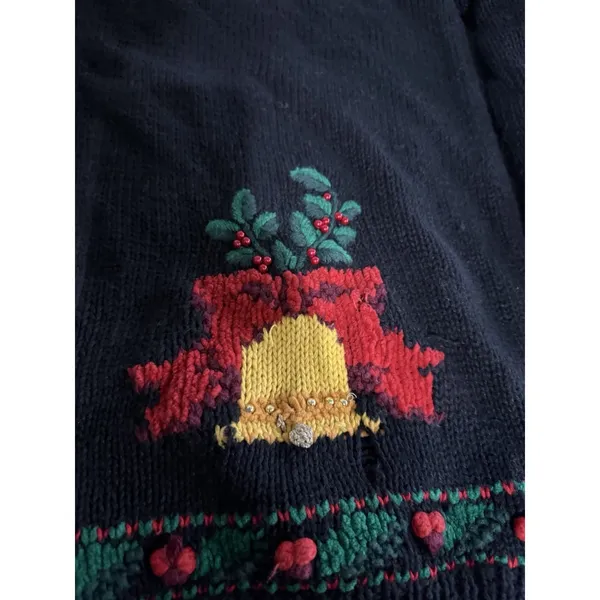 Marisa Christina Vintage Chunky Knit V-Neck Christmas Teddy Cardigan Sz M - Image 13
